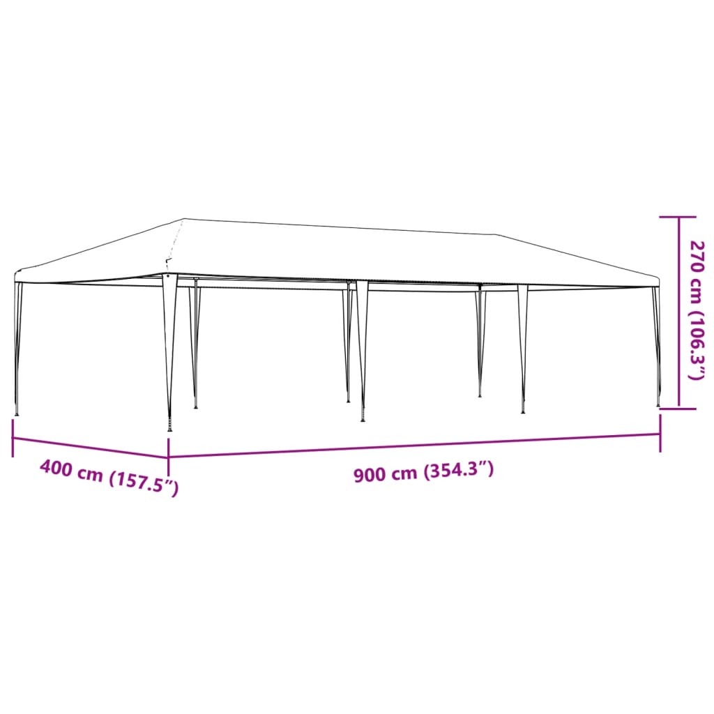 Ammattilaisten juhlateltta 4x9 m antrasiitti 90 g/m²