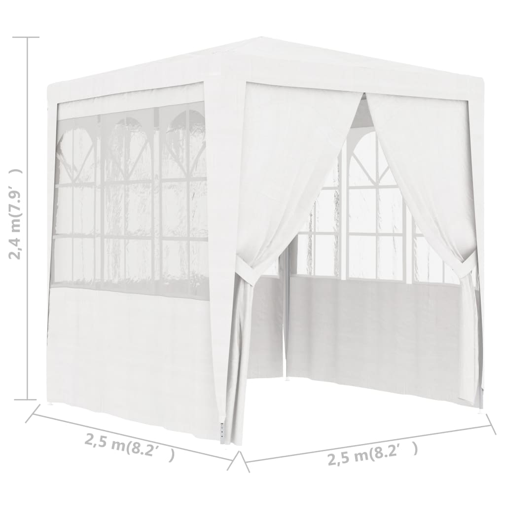 Ammattilaisten juhlateltta sivuseinillä 2,5x2,5 m valk. 90 g/m²