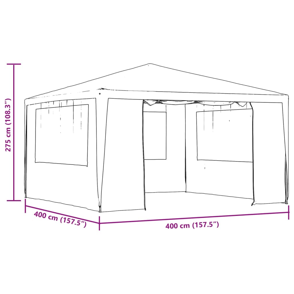 Ammattilaisten juhlateltta sivuseinillä 4x4 m sininen 90 g/m²