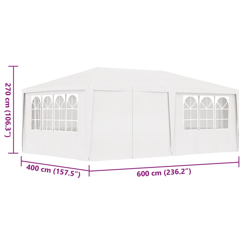 Ammattilaisten juhlateltta sivuseinillä 4x6 m valkoinen 90 g/m²