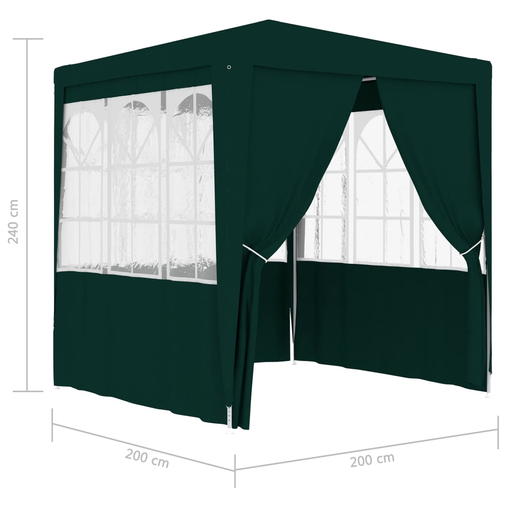 Ammattilaisten juhlateltta sivuseinillä 2x2 m vihreä 90 g/m²