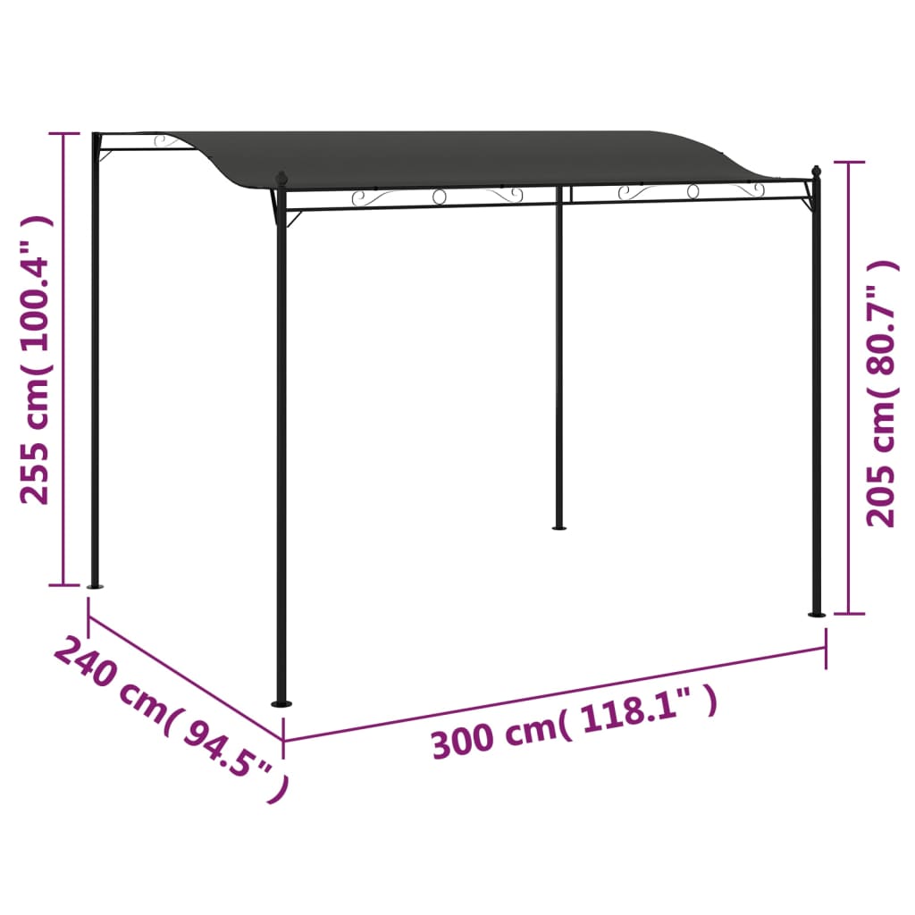 Aurinkokatos 3x2,4 m antrasiitti