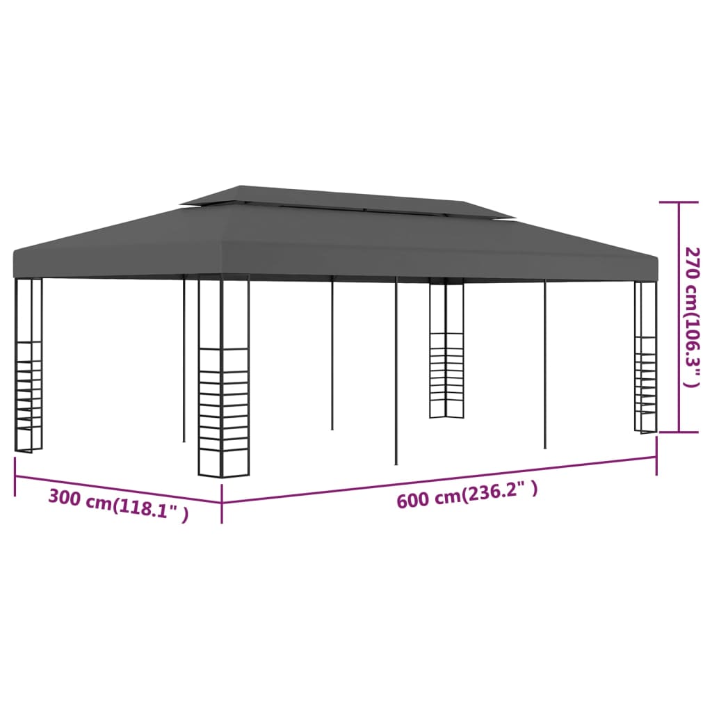 Huvimaja katos 3x6 m antrasiitti