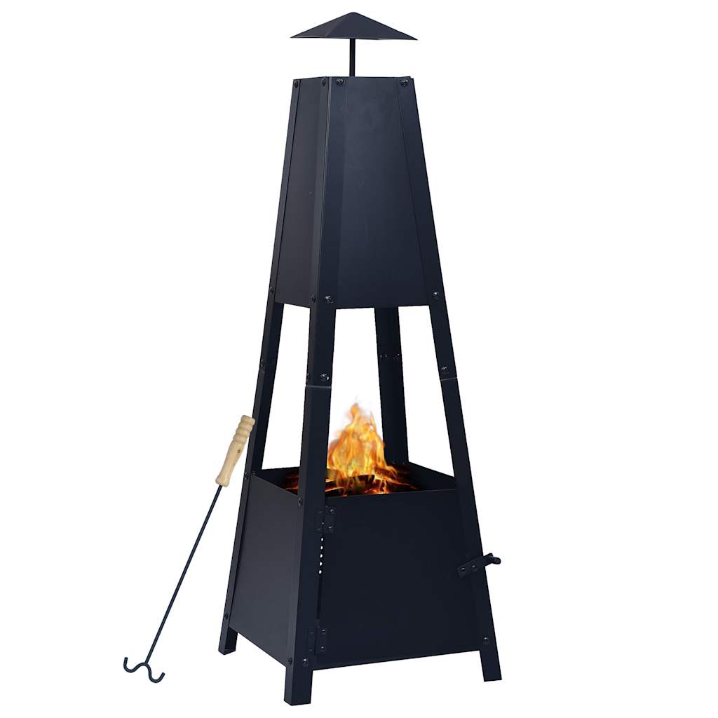 Fire bowl black 35x35x99 cm steel