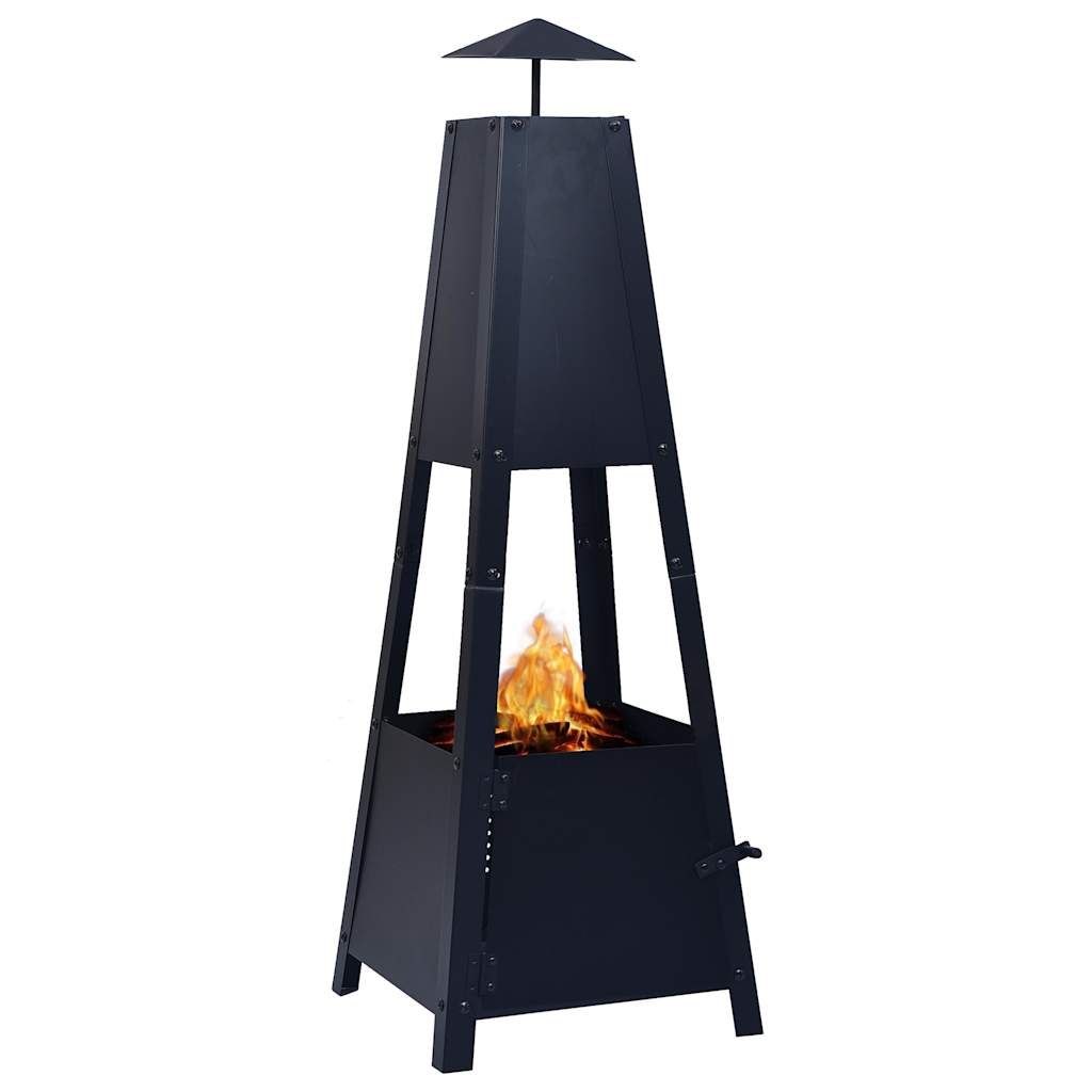 Fire bowl black 35x35x99 cm steel