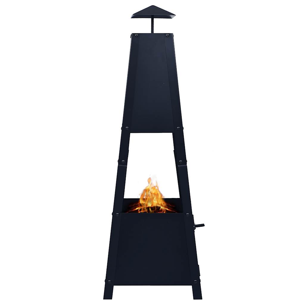 Fire bowl black 35x35x99 cm steel