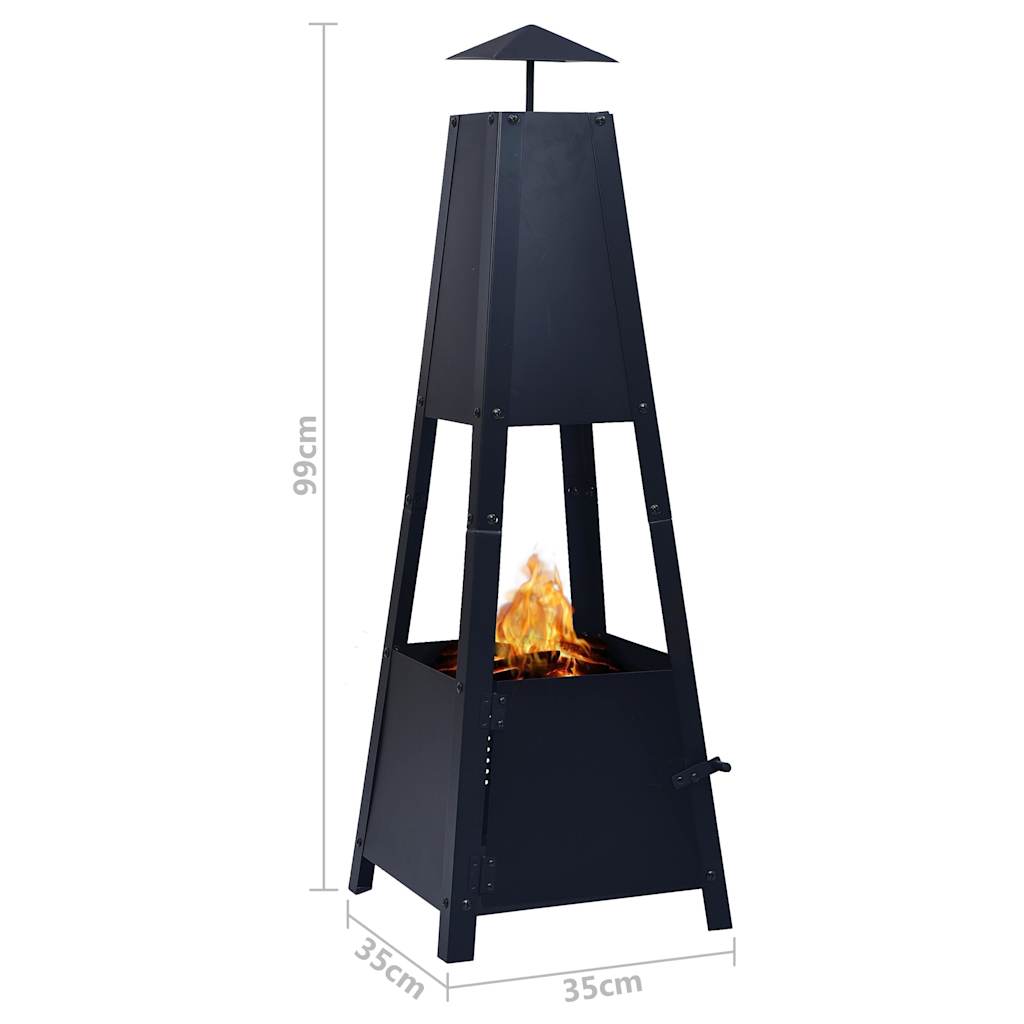 Fire bowl black 35x35x99 cm steel