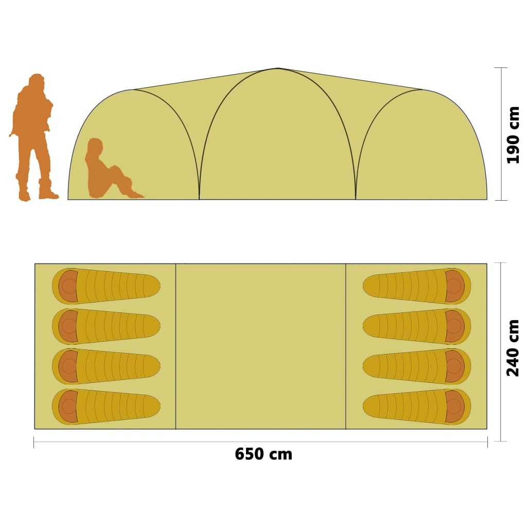 Retkeilyteltta iglu 650x240x190 cm 8 henkilöä sininen