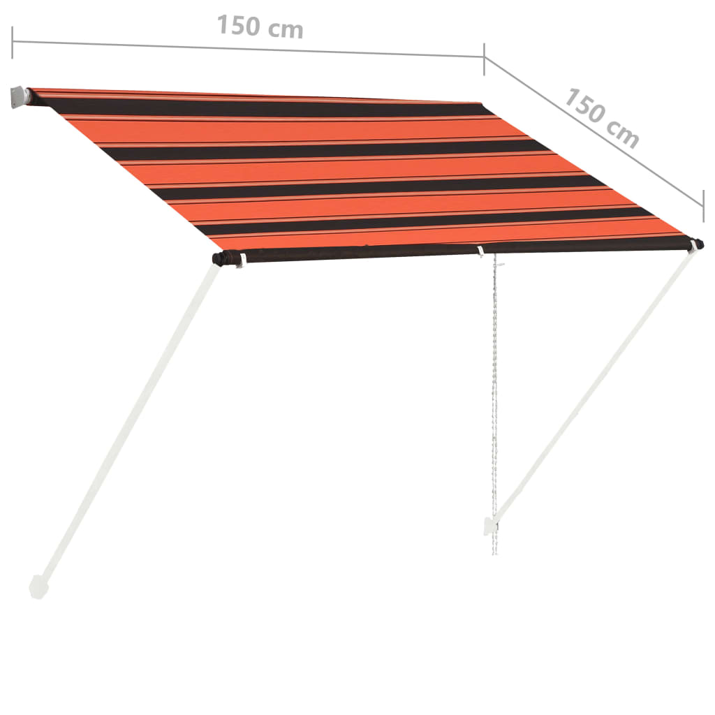 Sisäänkelattava markiisi 150x150 cm oranssi ja ruskea