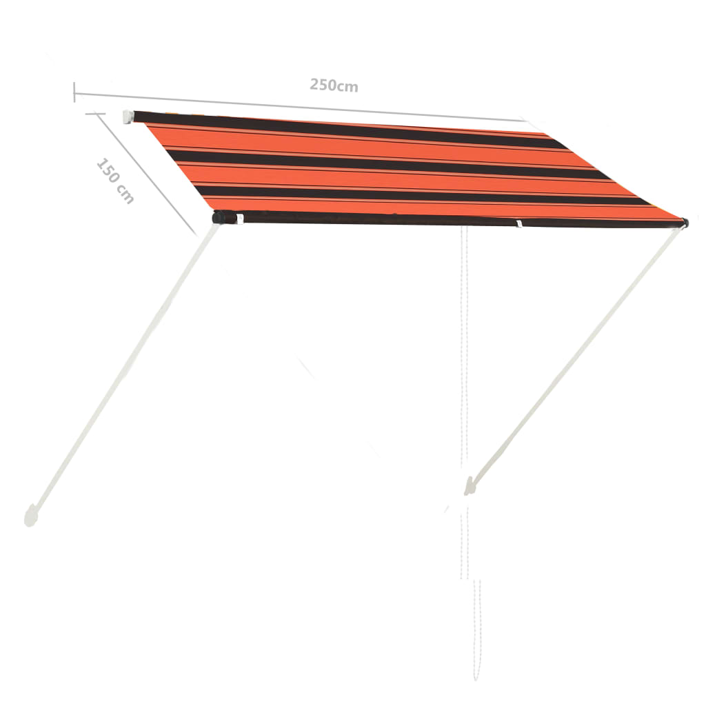 Retractable awning 250x150 cm orange and brown