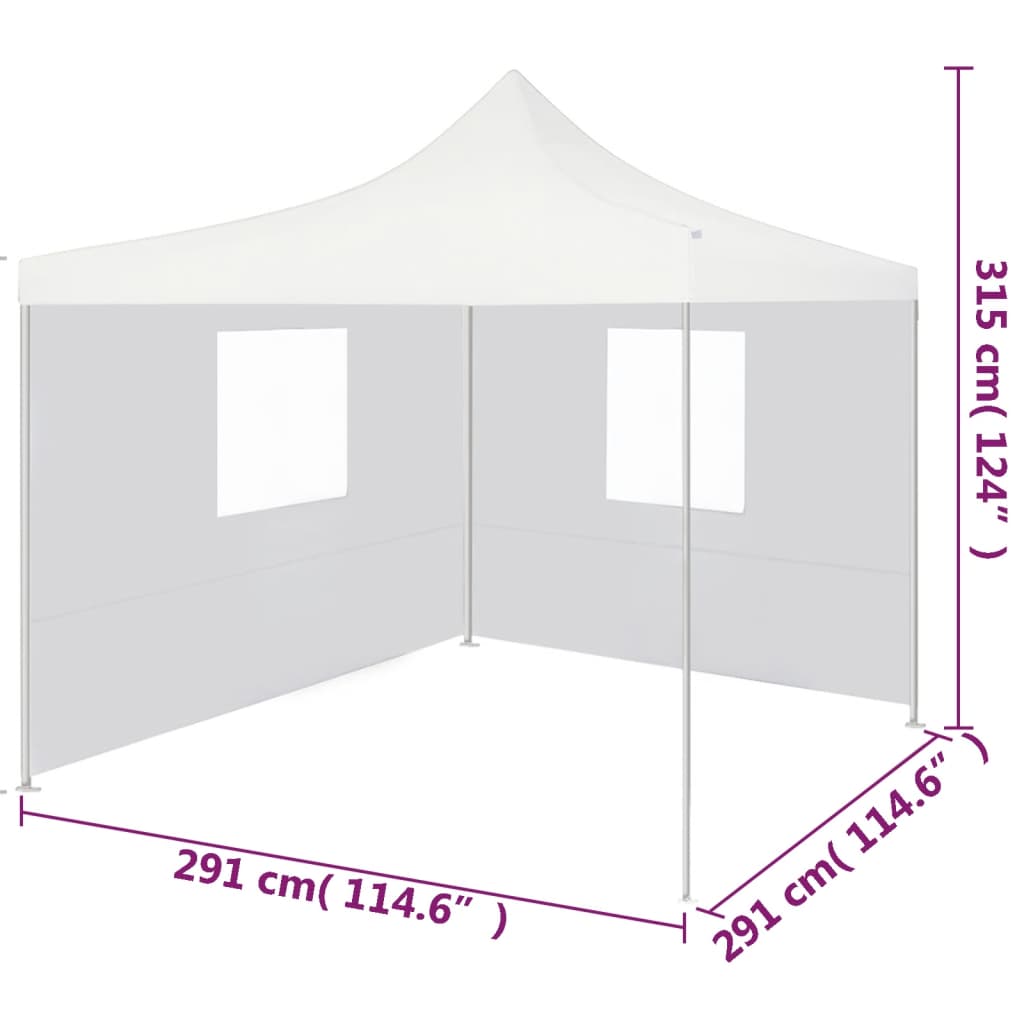 Kokoontaittuva juhlateltta 2 sivuseinää 3x3 m teräs valkoinen