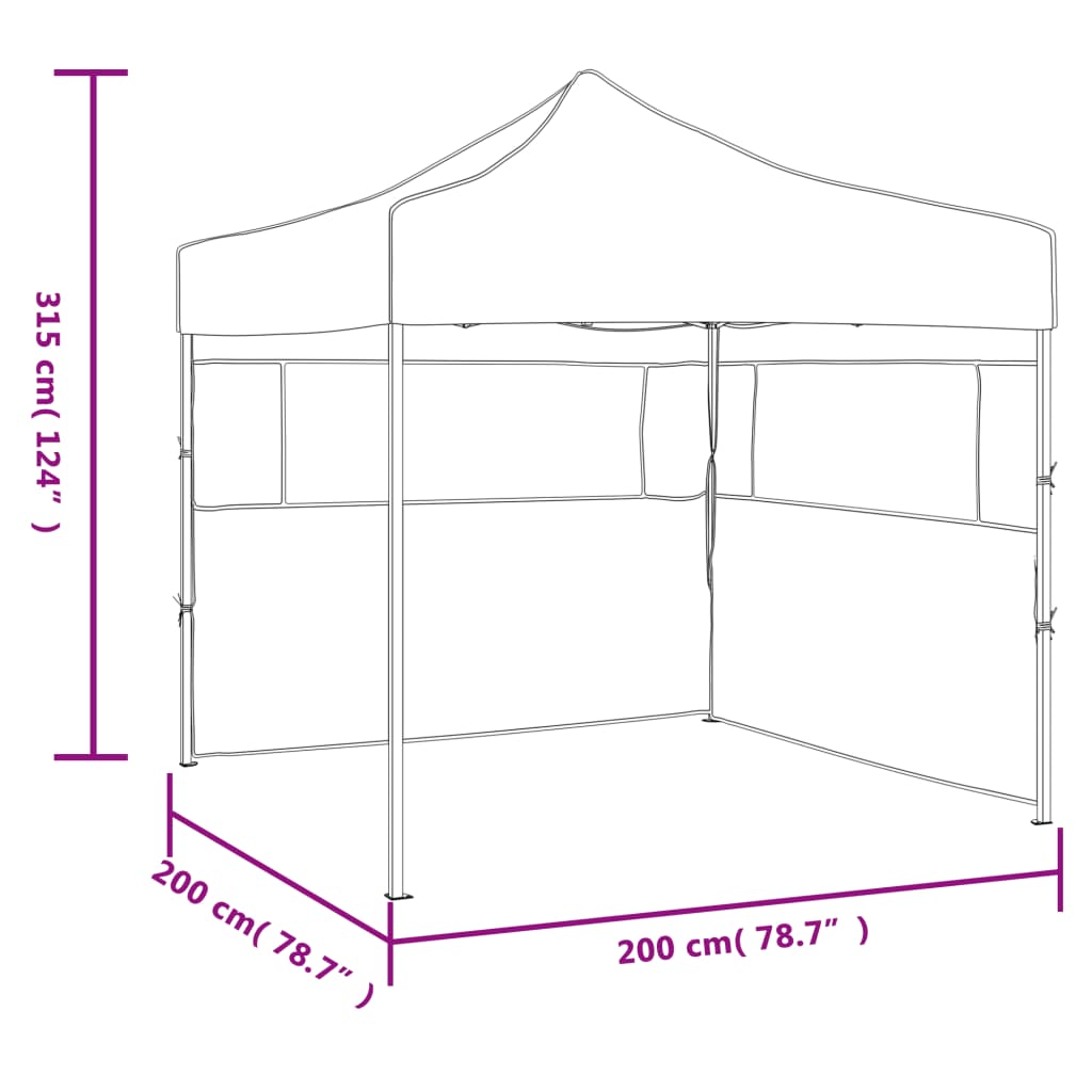 Kokoontaittuva juhlateltta 2 sivuseinää 2x2 m teräs sininen