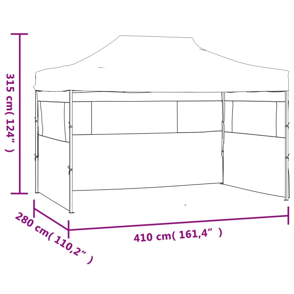 Kokoontaittuva juhlateltta 3 sivuseinää 3x4 m teräs sininen