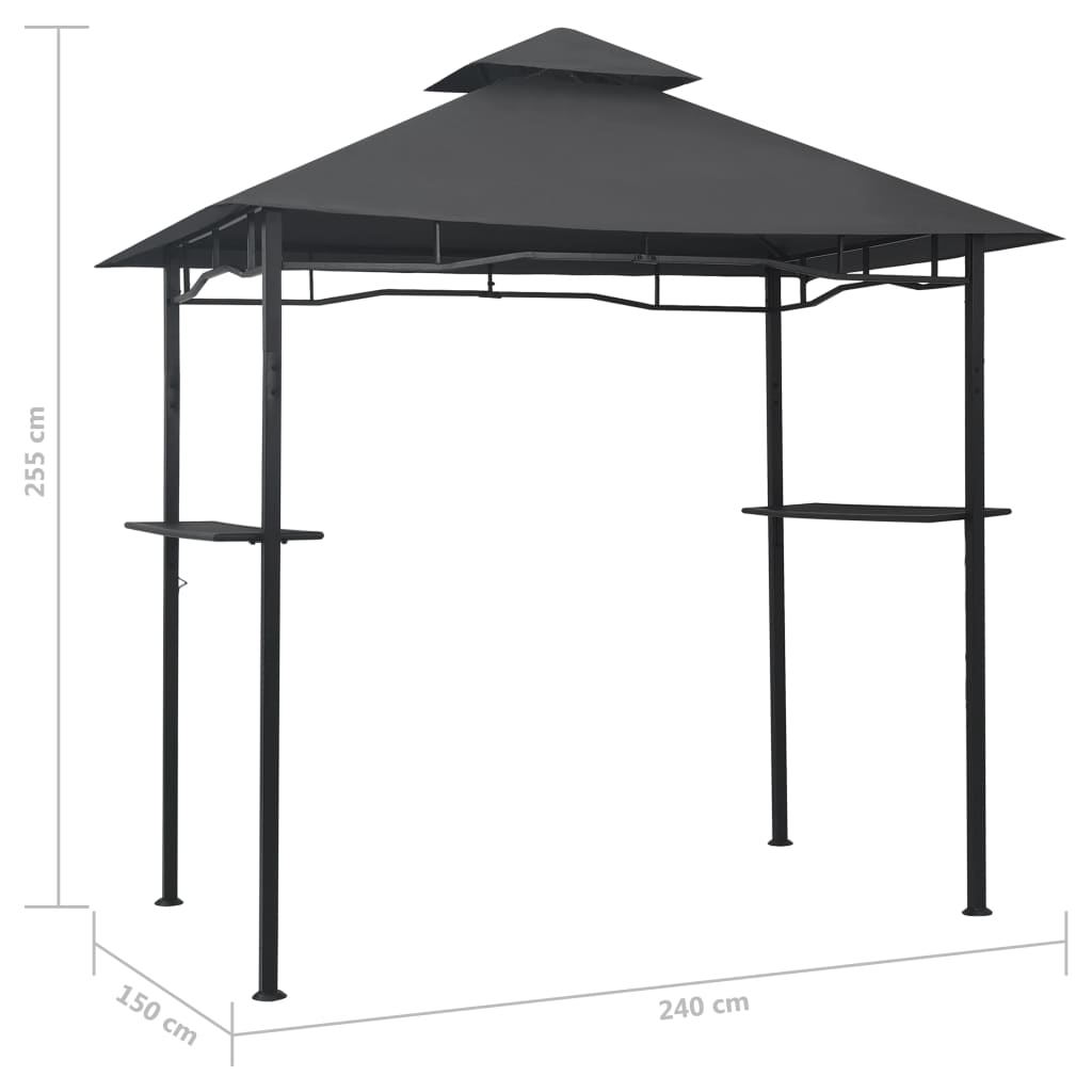 BBQ-huvimaja 240x150x255 cm antrasiitti teräs