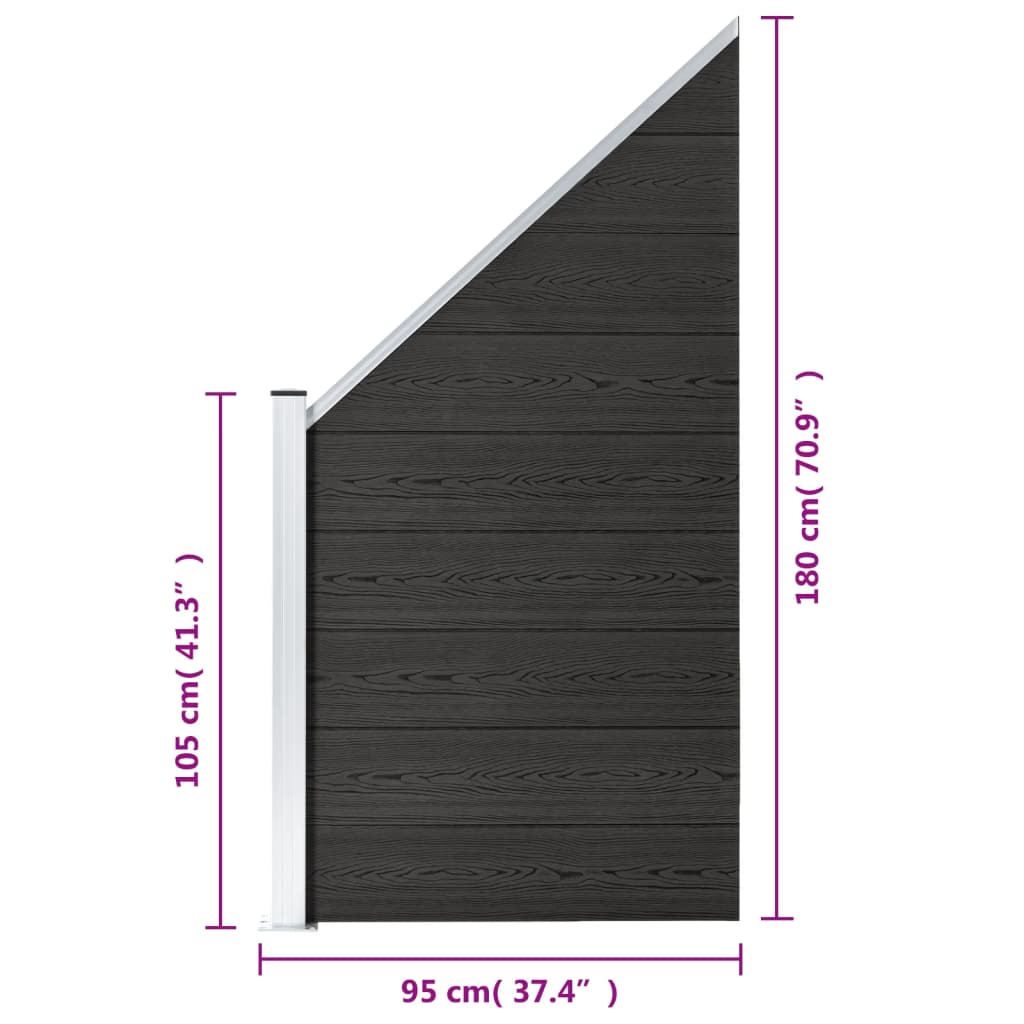 Aitapaneeli WPC 95x(105-180) cm harmaa