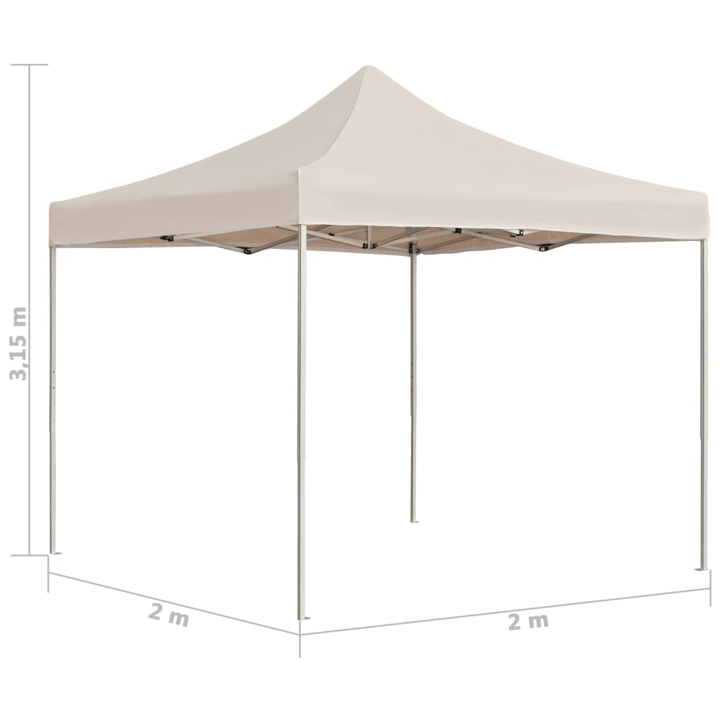 Kokoontaittuva juhlateltta alumiini 2x2 m kerma