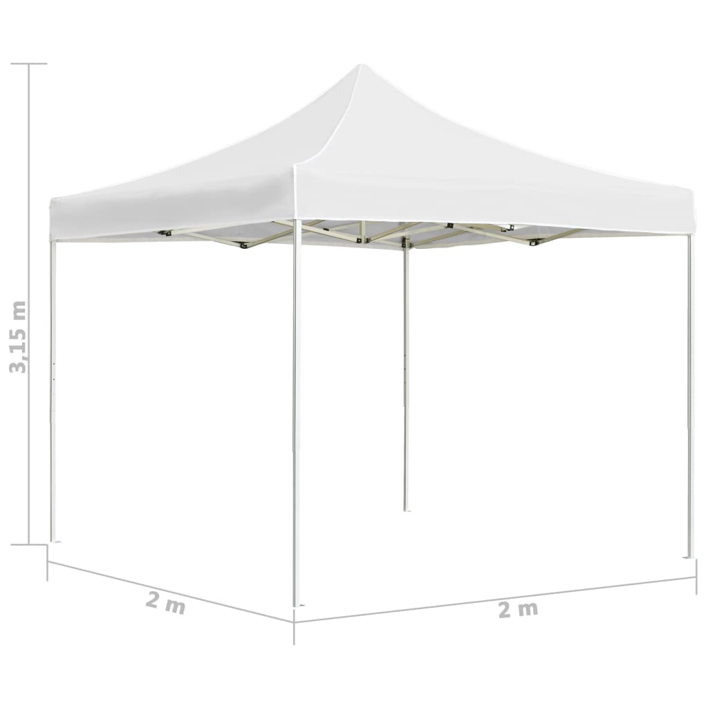 Kokoontaittuva juhlateltta alumiini 2x2 m valkoinen