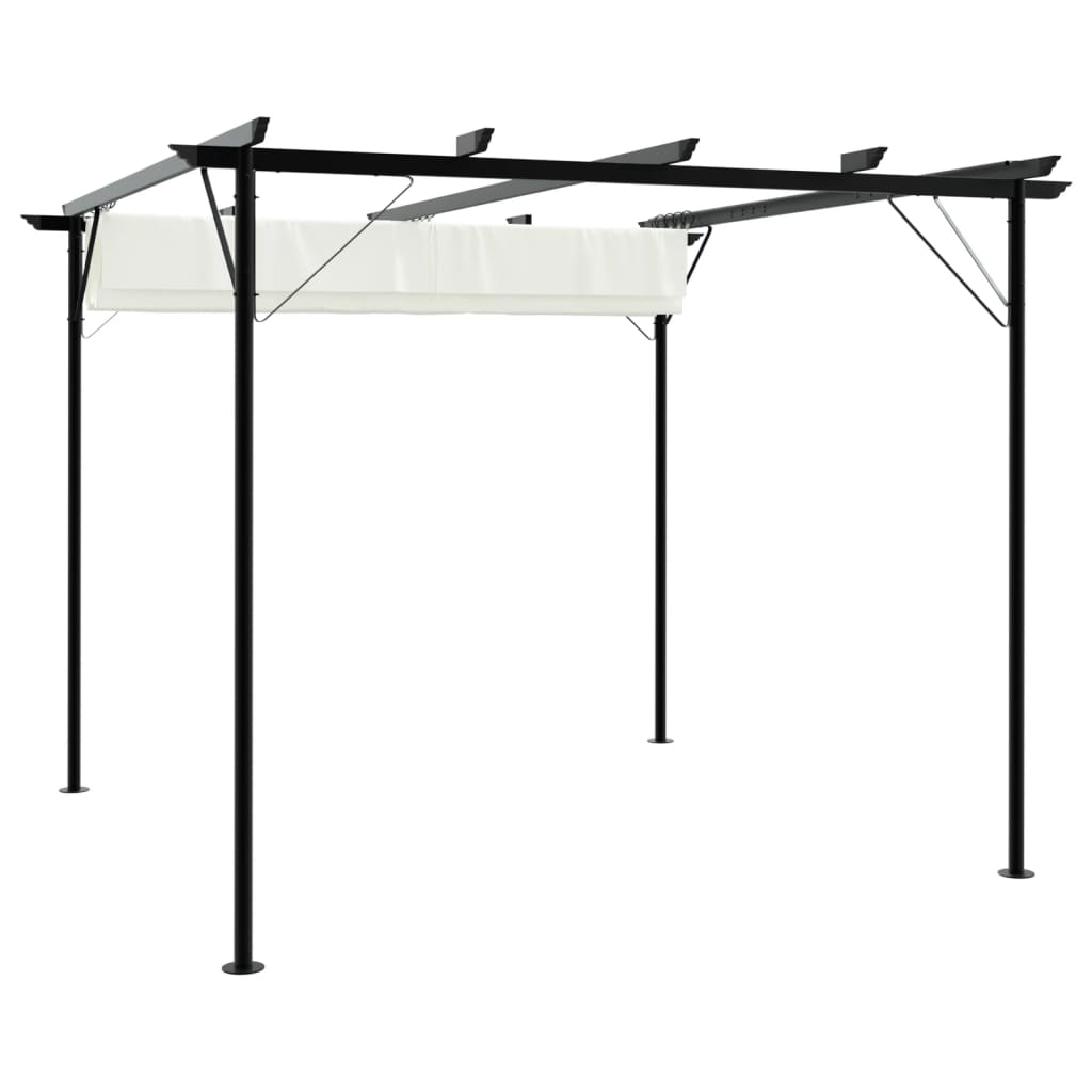 Pergola sisäänvedettävällä katolla kermanvalkoinen 3x3 m teräs