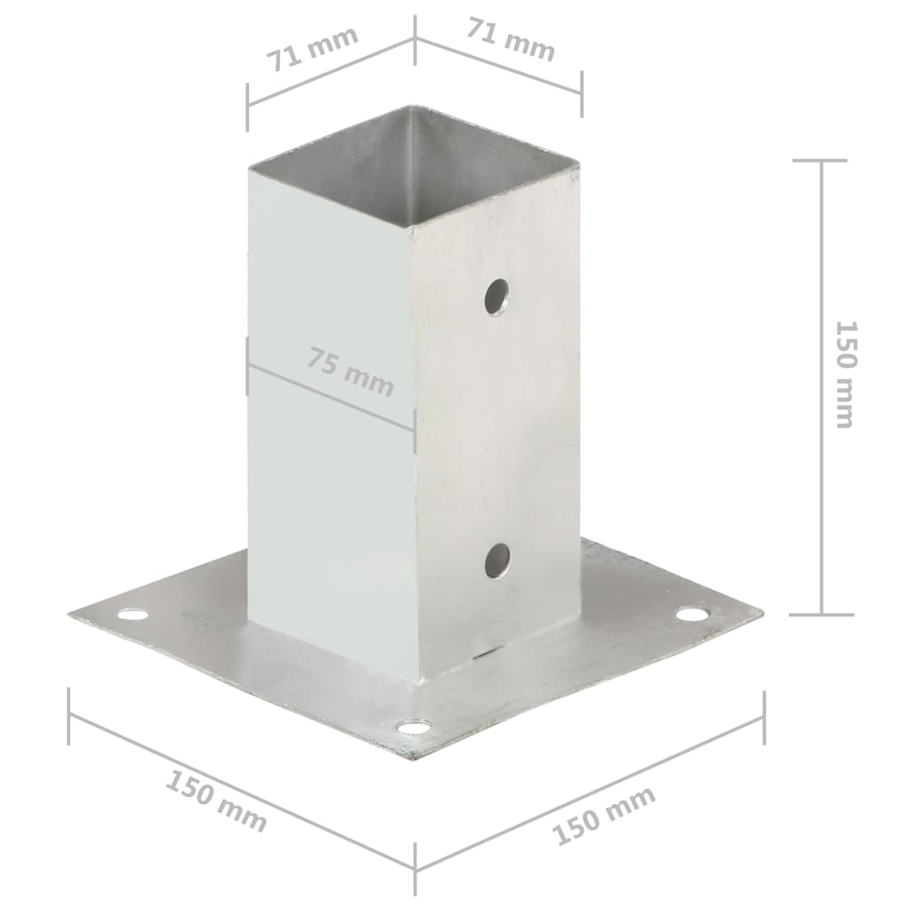 Aitatolpan jalat 4 kpl galvanoitua metallia 71 mm