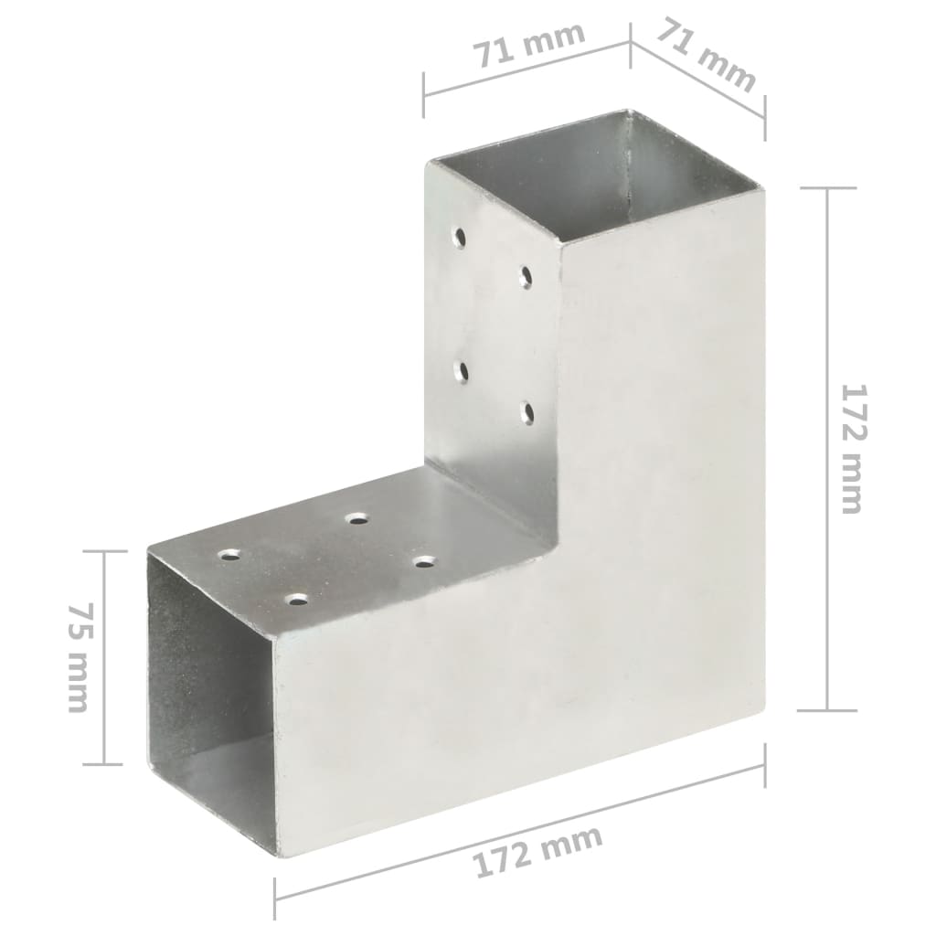 Tolppaliitin L-muoto galvanoitu metalli 71x71 mm