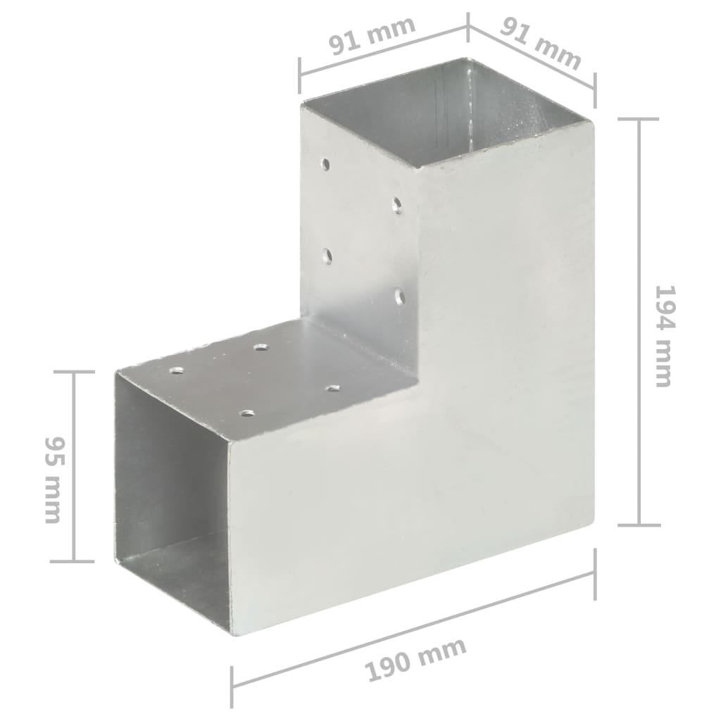 Tolppaliittimet 4 kpl L-muoto galvanoitu metalli 91x91 mm