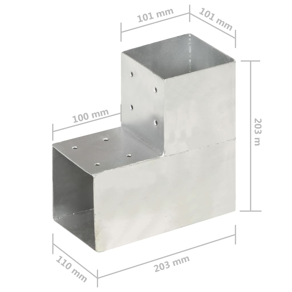 Tolppaliittimet 4 kpl L-muoto galvanoitu metalli 101x101 mm