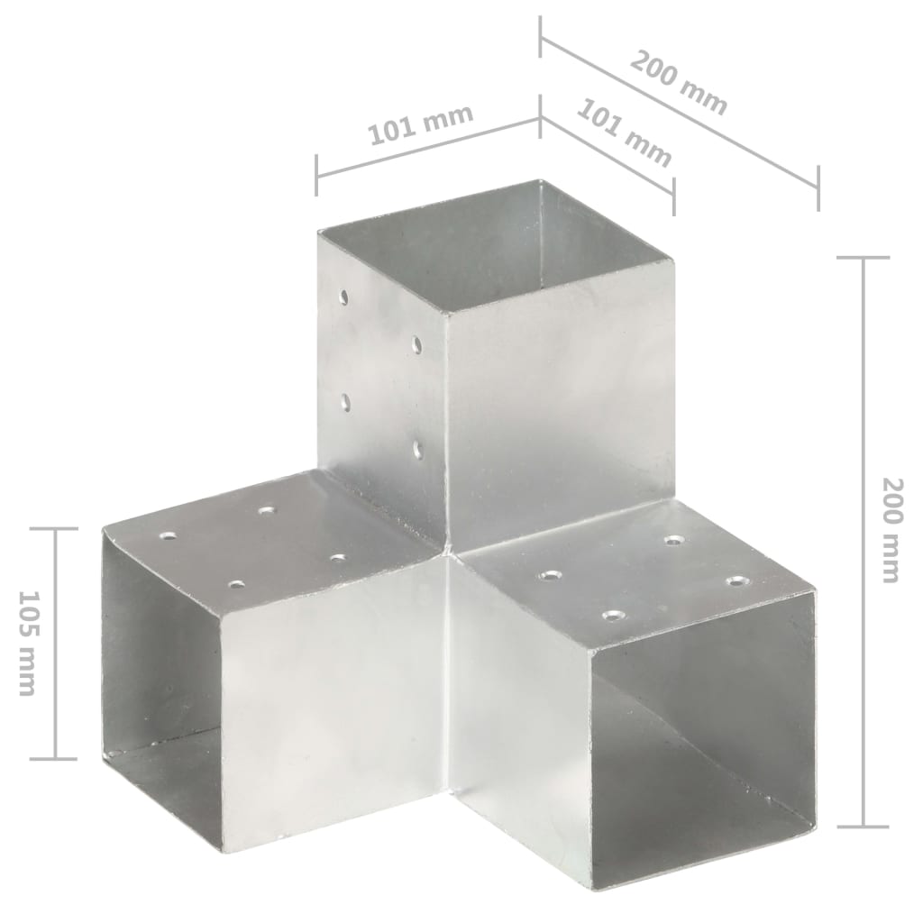 Tolppaliittimet 4 kpl Y-muoto galvanoitu metalli 101x101 mm