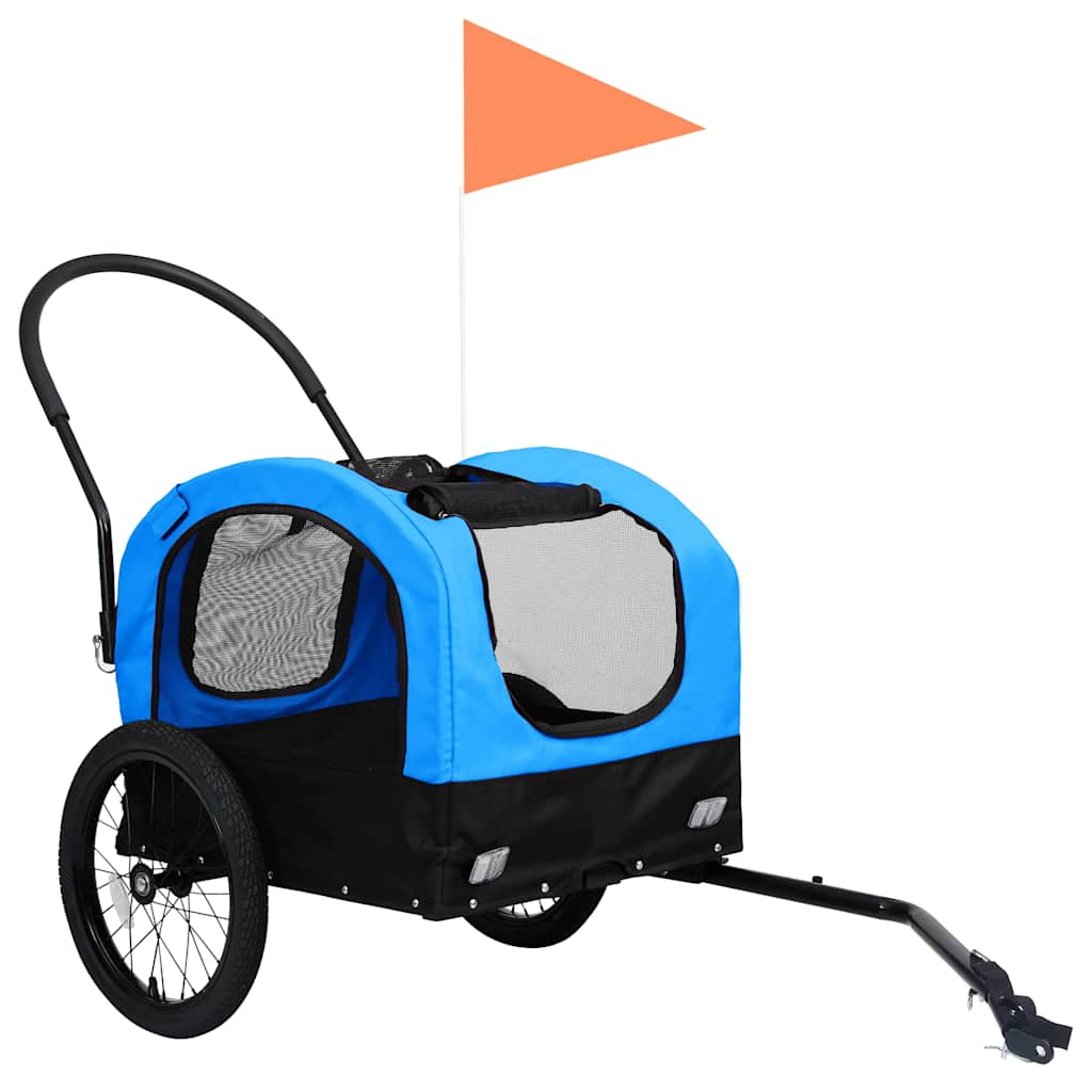 2-in-1 pet bike trailer/stroller blue and black