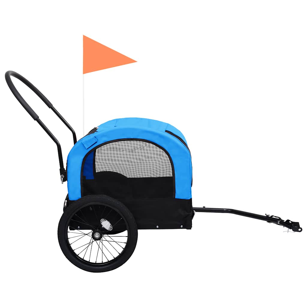 2-in-1 pet bike trailer/stroller blue and black