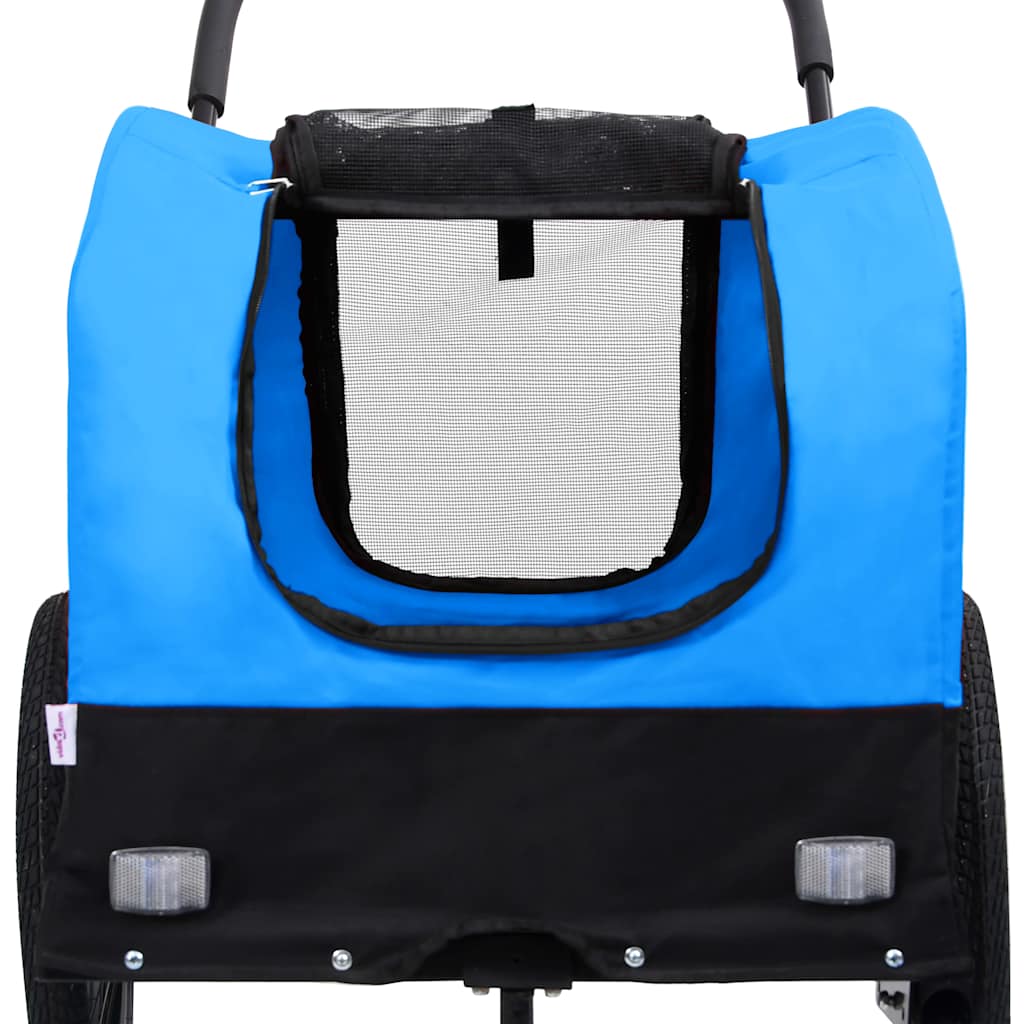 2-in-1 pet bike trailer/stroller blue and black