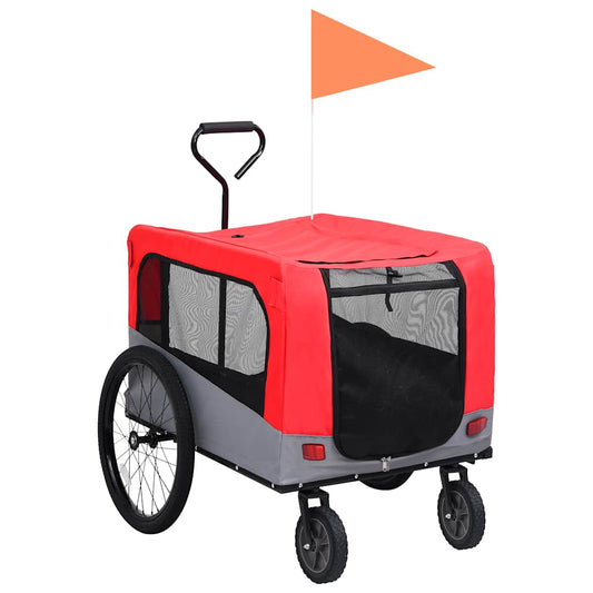 2-in-1 pet cart for bike/jogger red and gray