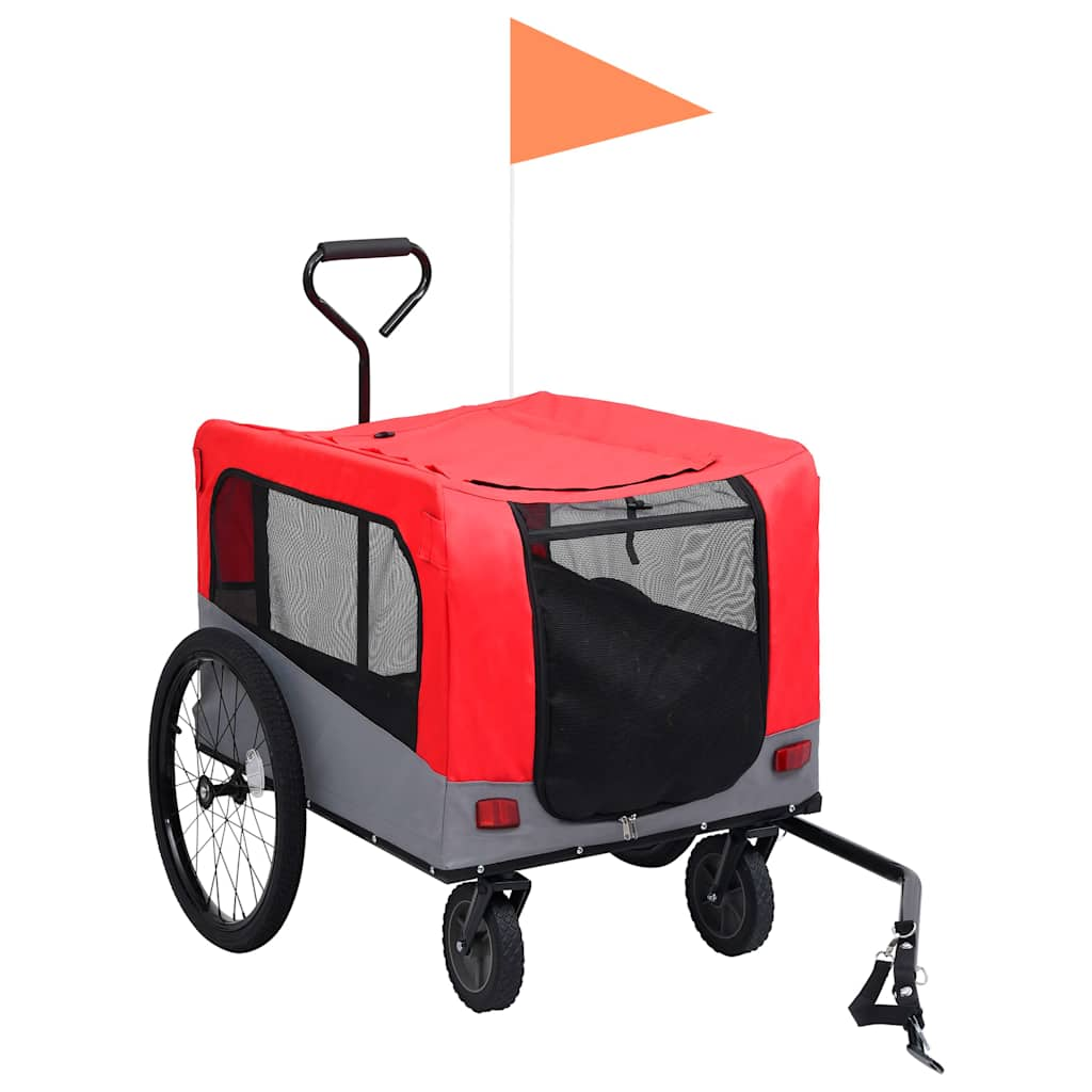 2-in-1 pet cart for bike/jogger red and gray