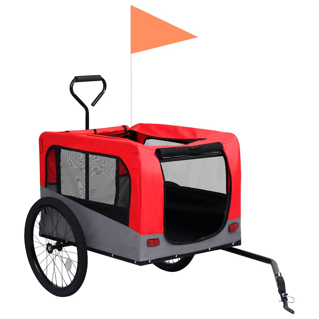 2-in-1 pet cart for bike/jogger red and gray