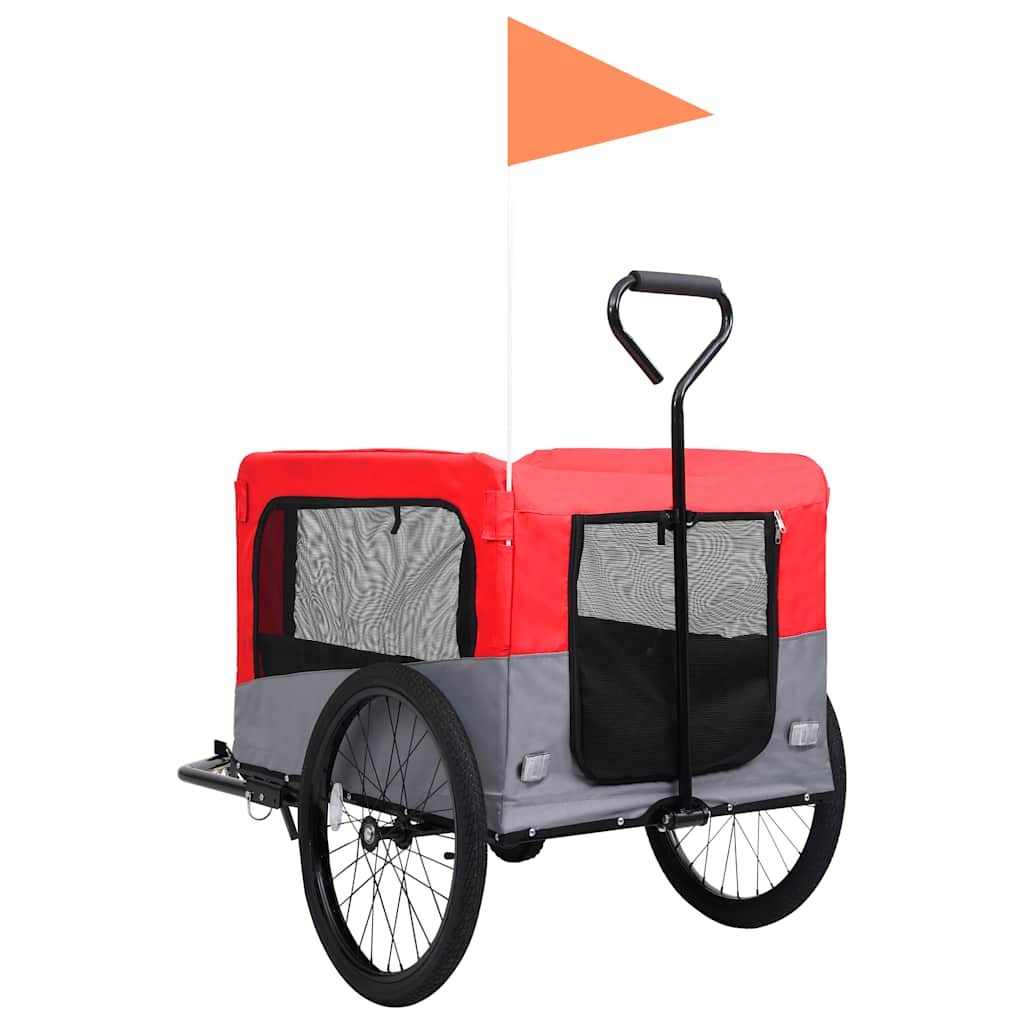 2-in-1 pet cart for bike/jogger red and gray