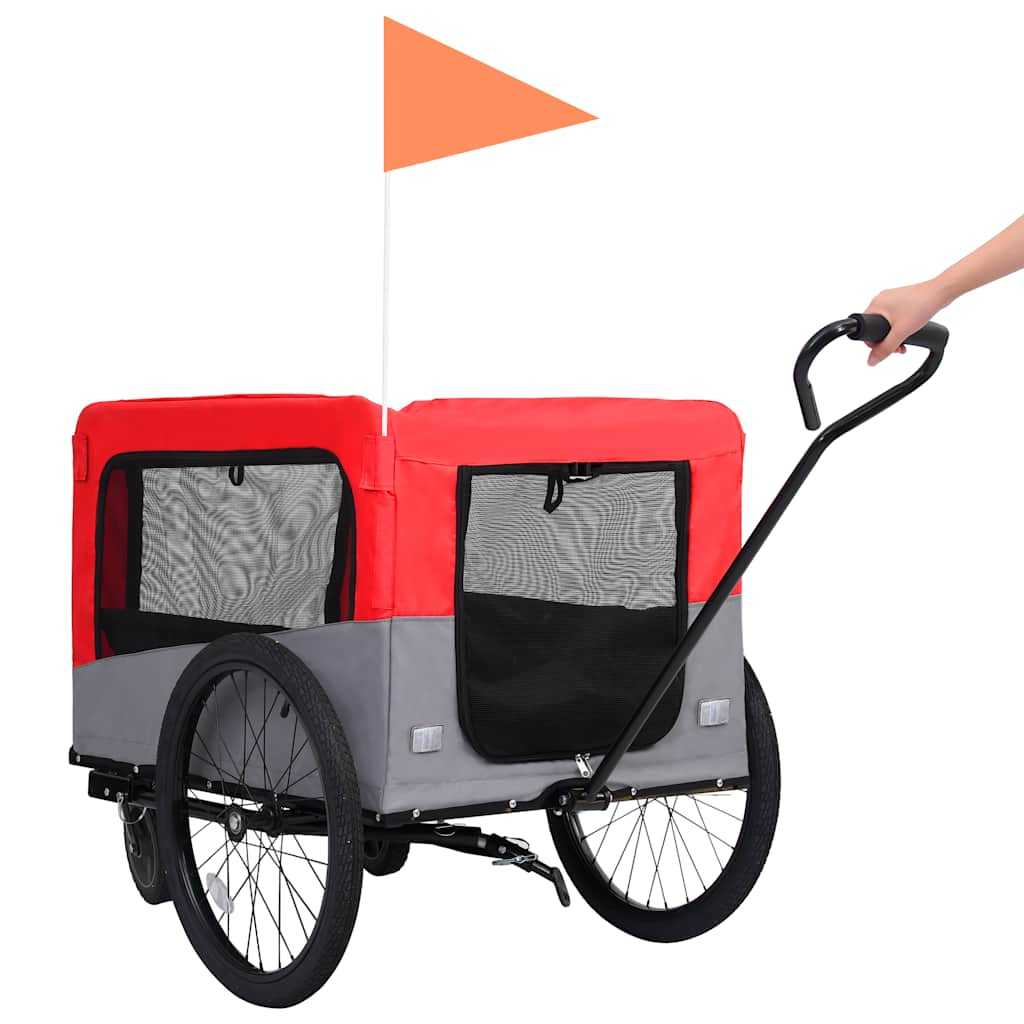 2-in-1 pet cart for bike/jogger red and gray