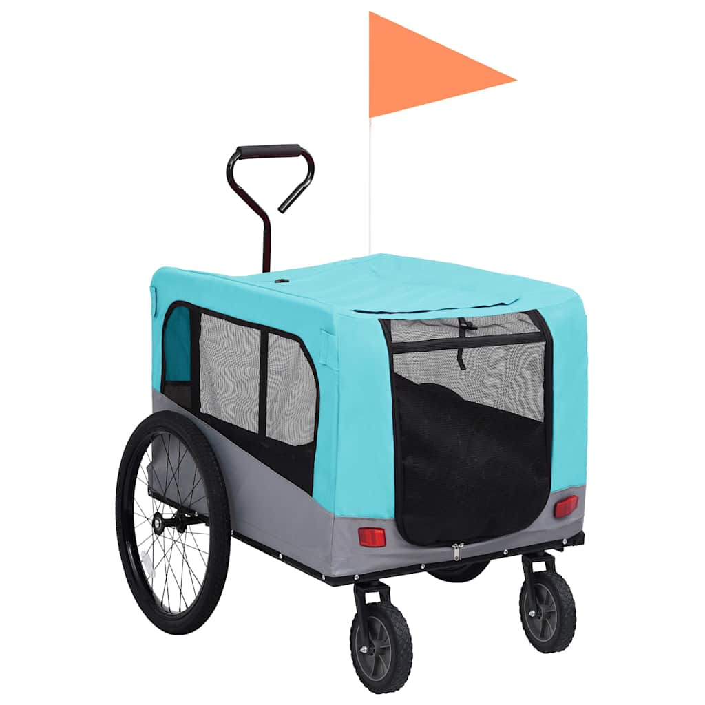 2-in-1 pet cart for bike/jogger blue and gray