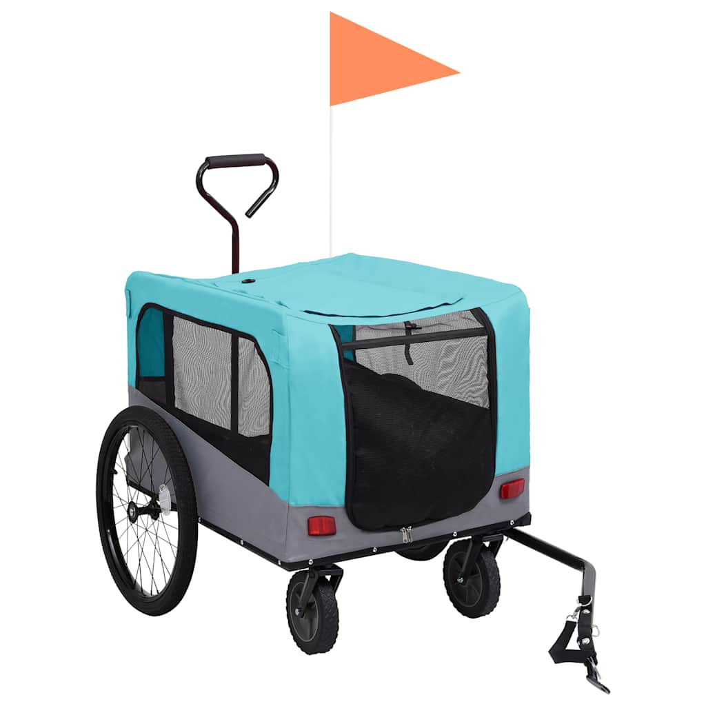 2-in-1 pet cart for bike/jogger blue and gray