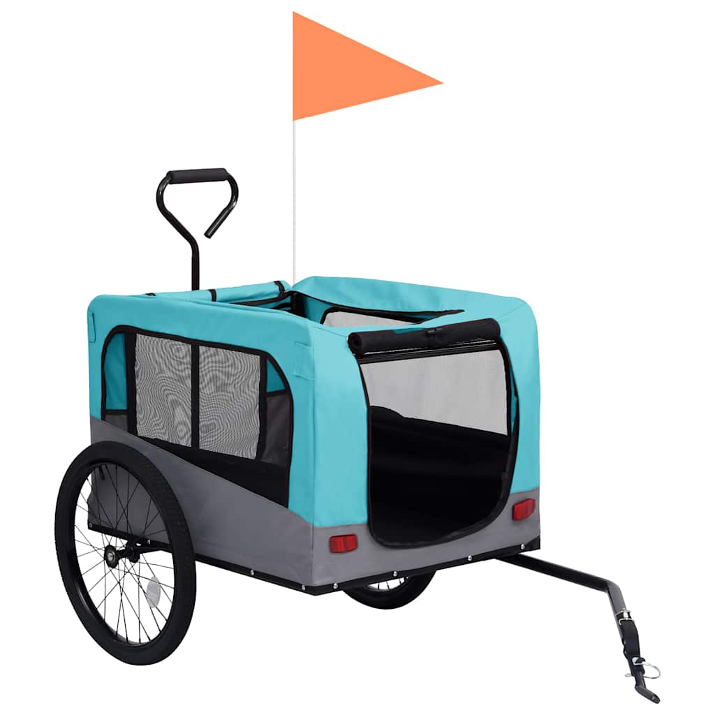 2-in-1 pet cart for bike/jogger blue and gray