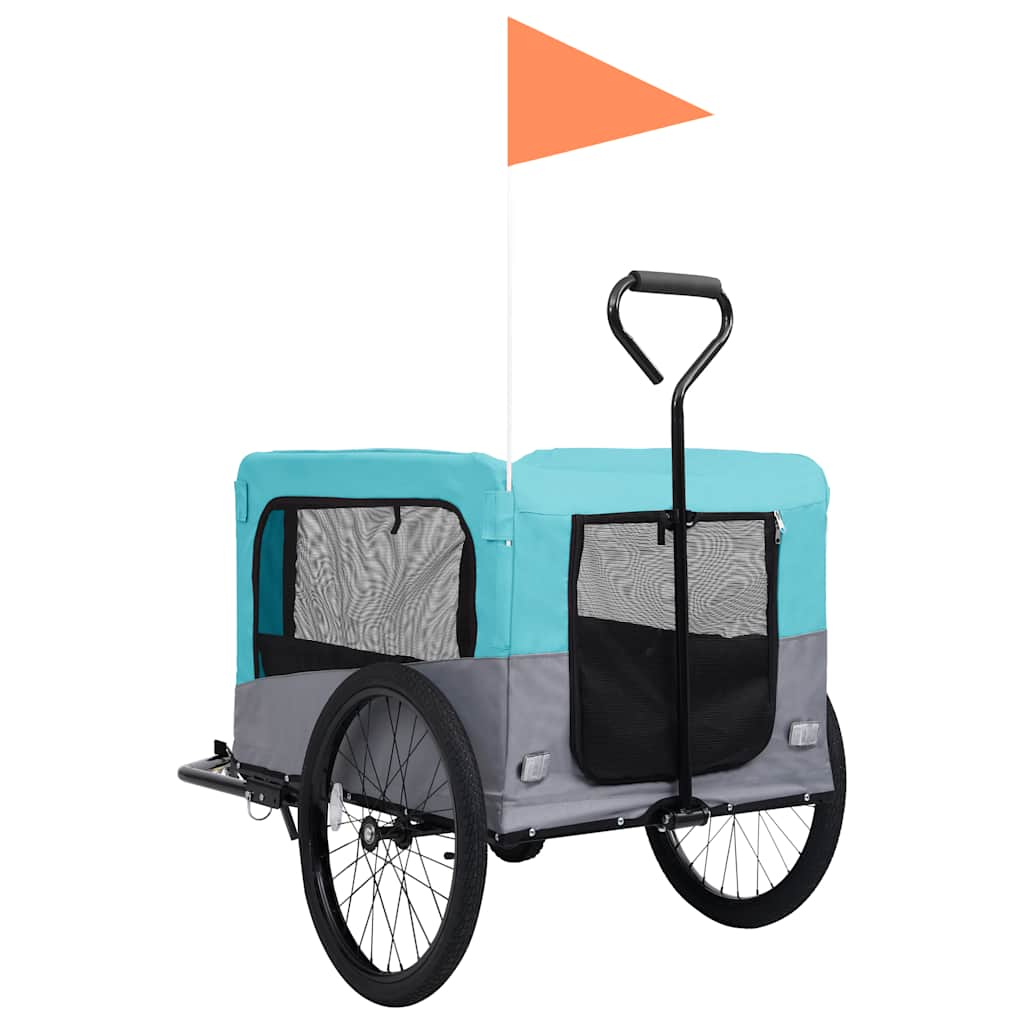 2-in-1 pet cart for bike/jogger blue and gray