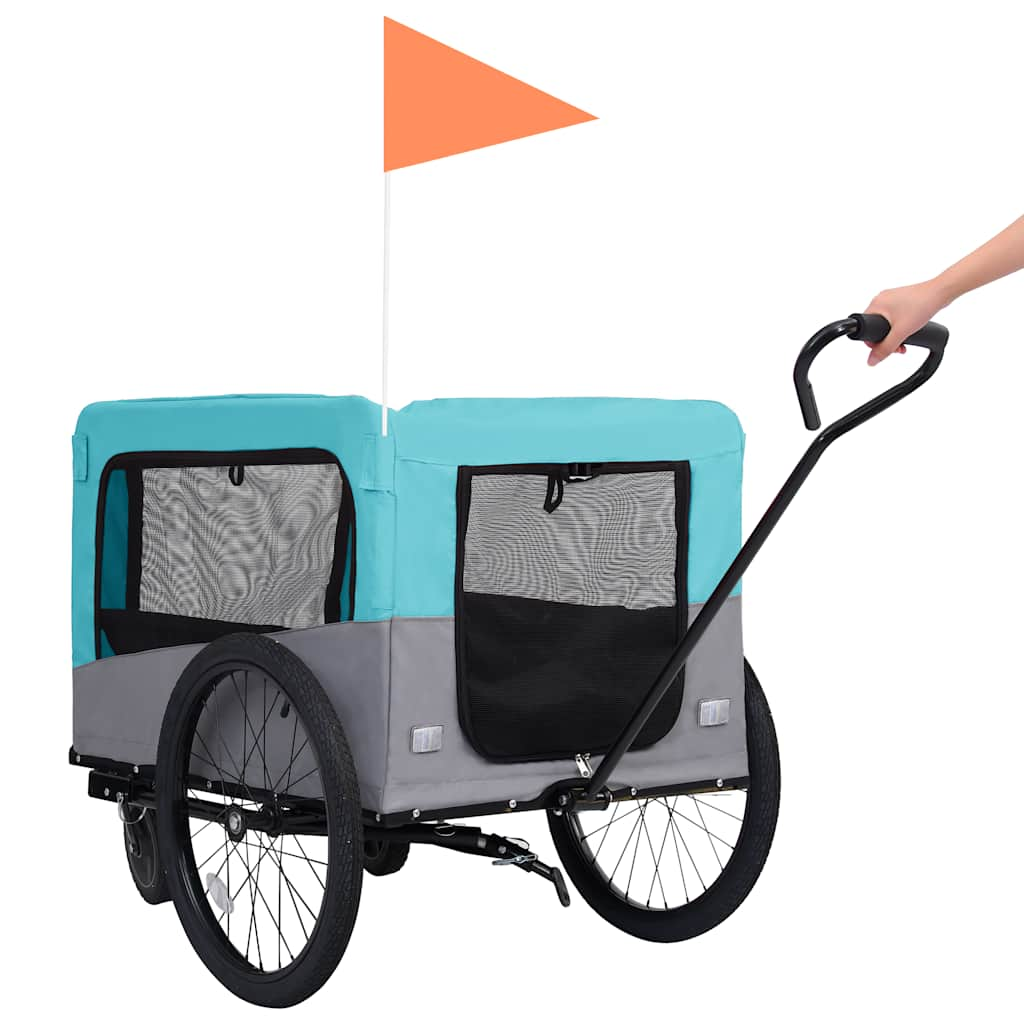 2-in-1 pet cart for bike/jogger blue and gray