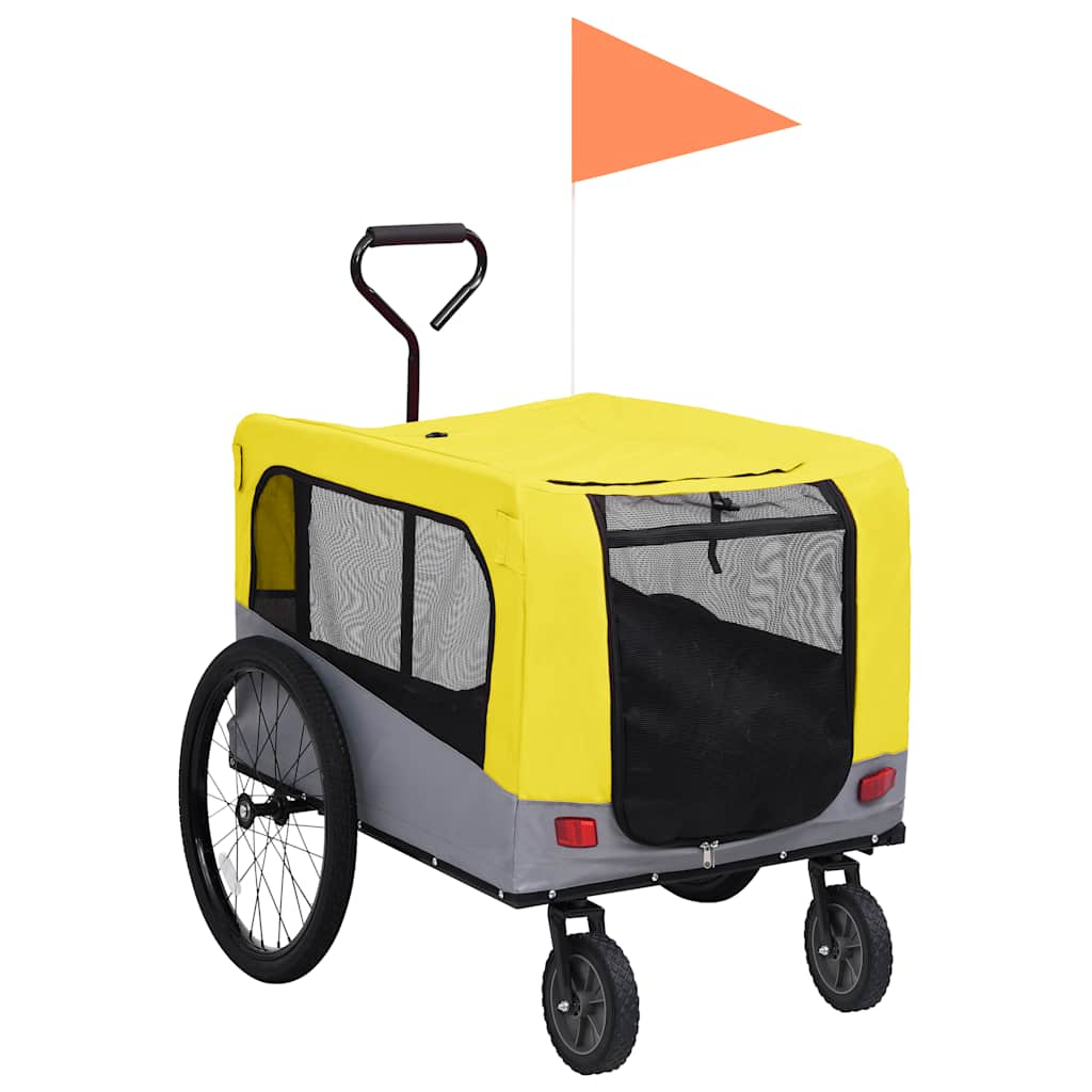 2-in-1 pet cart for bike/jogger yellow and gray