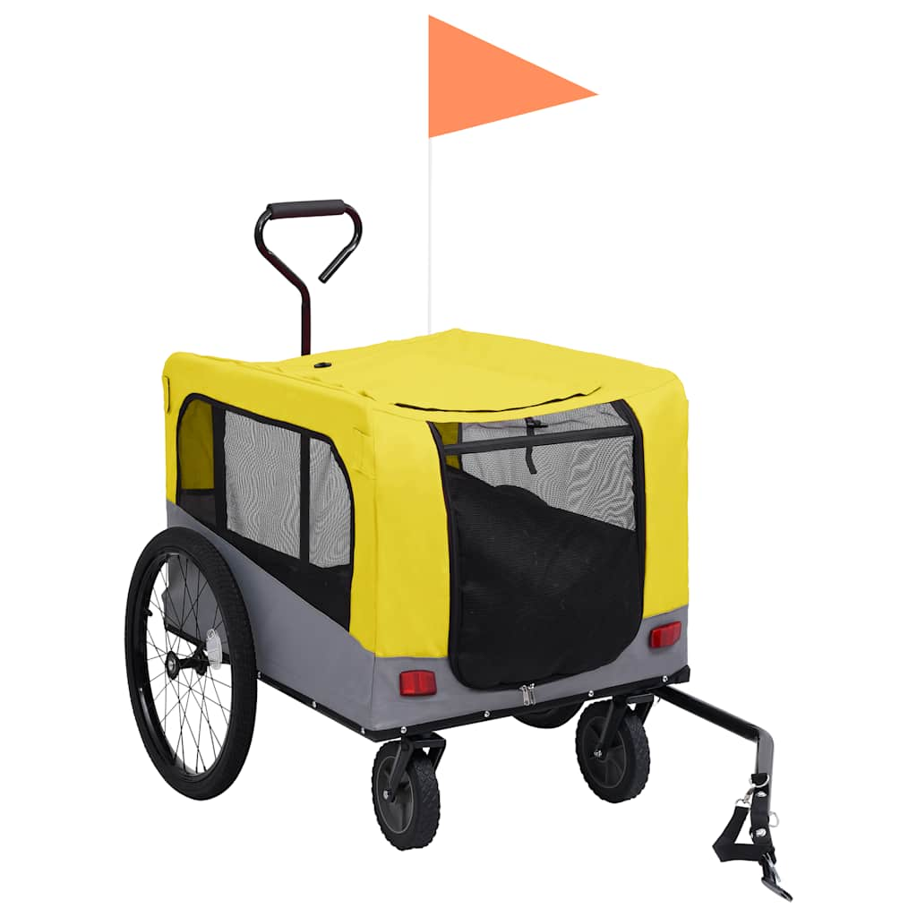 2-in-1 pet cart for bike/jogger yellow and gray