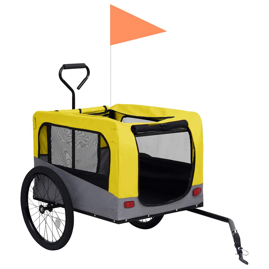 2-in-1 pet cart for bike/jogger yellow and gray