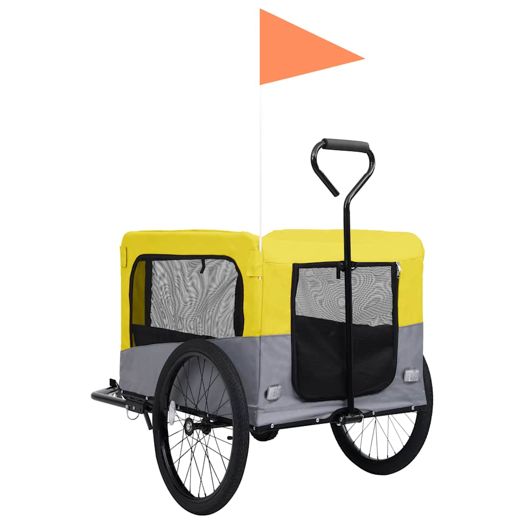 2-in-1 pet cart for bike/jogger yellow and gray