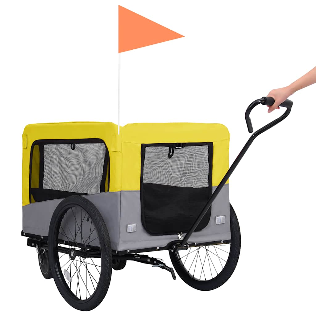 2-in-1 pet cart for bike/jogger yellow and gray