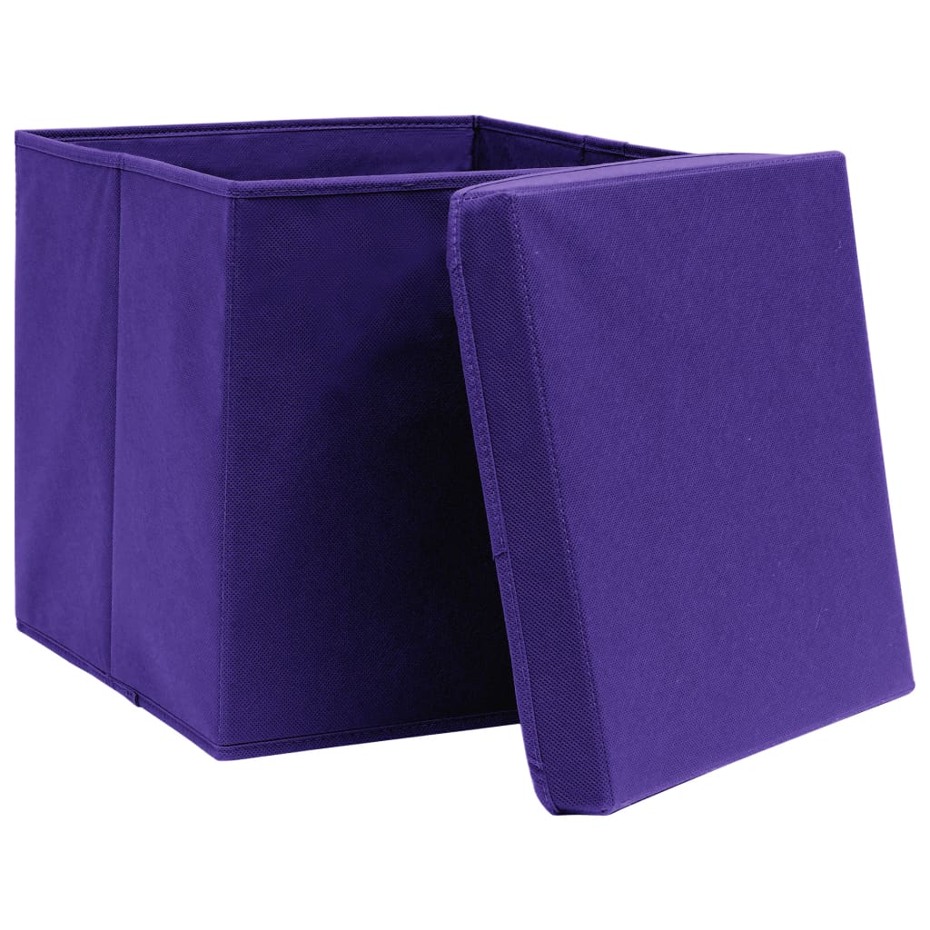 vidaXL Säilytyslaatikot kansilla 4 kpl purppura 32x32x32 cm kangas