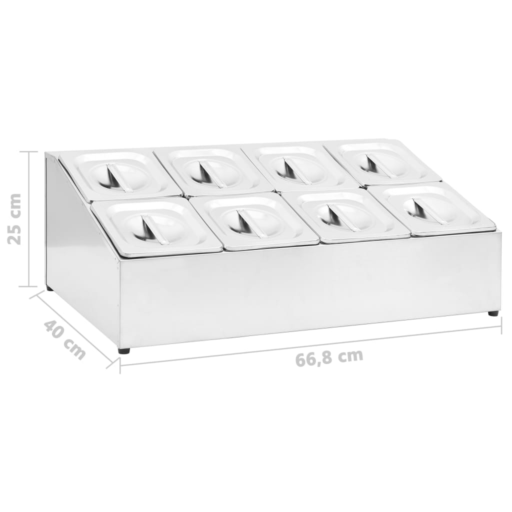 Ruokavuokateline 8 kpl GN 1/6 ruostumaton teräs