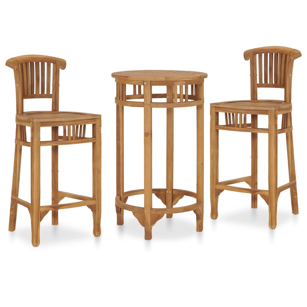 3-piece outdoor bar set solid teak