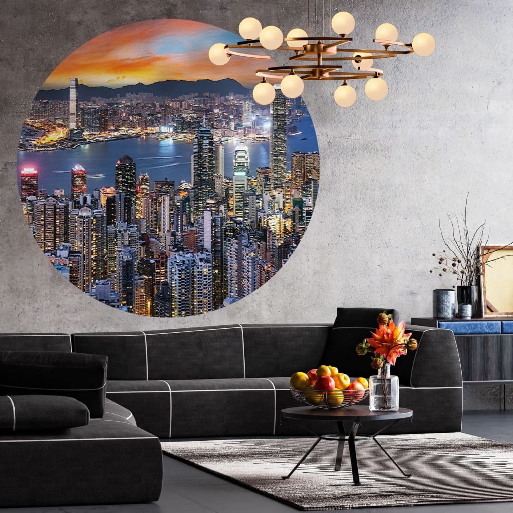 WallArt Tapetti ympyrä Skyline by Night 190 cm