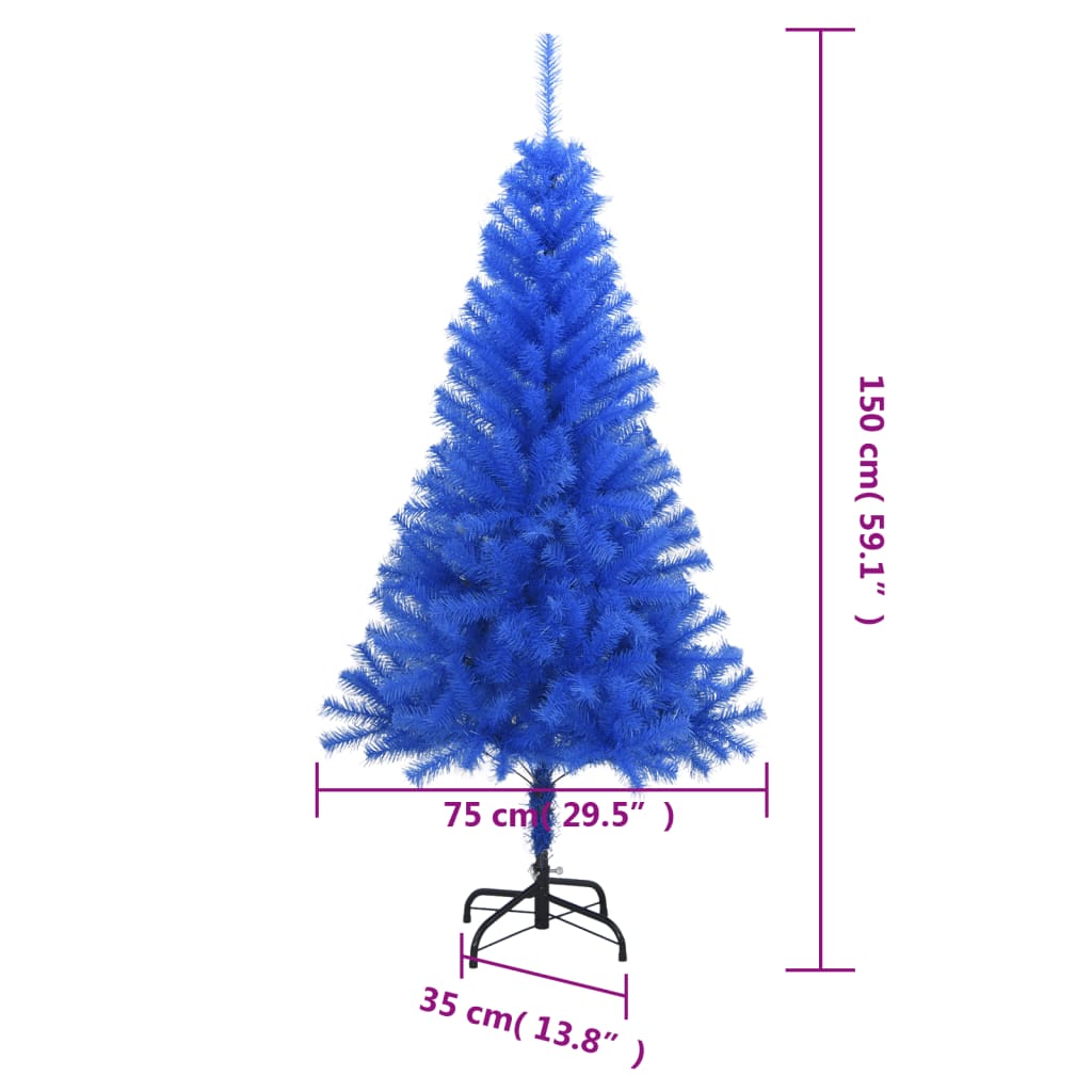 Tekojoulukuusi jalustalla sininen 150 cm PVC